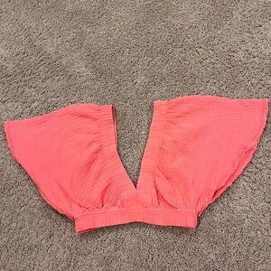 Aerie Vibrant Coral Smocked Top